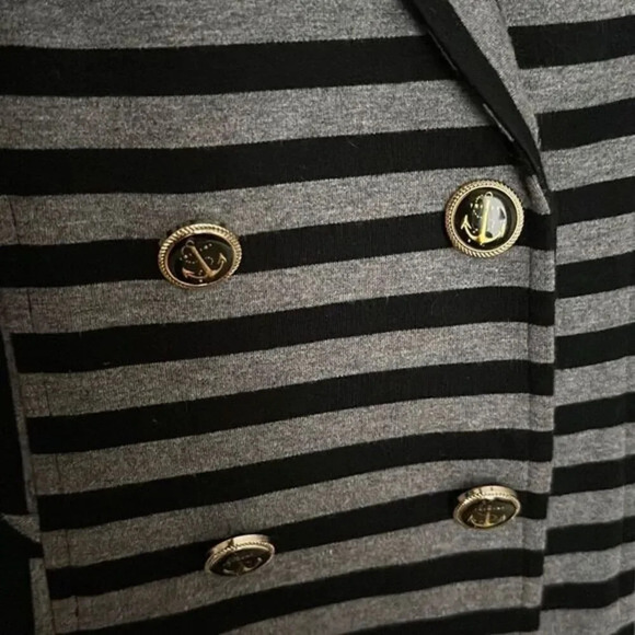 Cache Black Gray Striped Double Breasted Blazer Size 2 - Picture 4 of 4